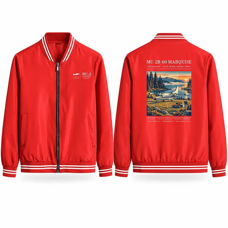Mitsubishi MU-2B-60 Marquise Stylish Jackets - Baseball Collar - Poster - Red