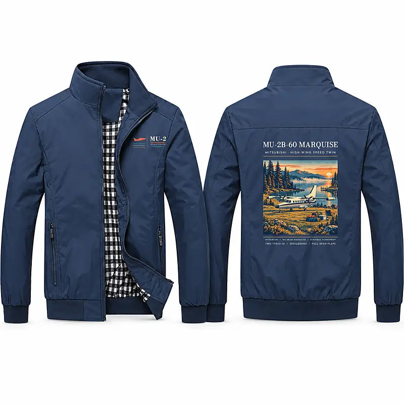 Mitsubishi MU-2B-60 Marquise Stylish Jackets - Stand Collar - Poster - Navy Blue