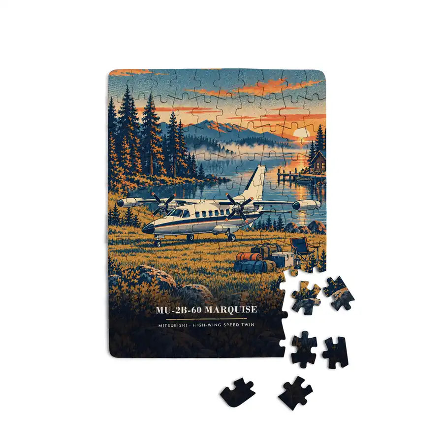 Mitsubishi MU-2B-60 Marquise - Vertical + Text - Canvas Puzzle