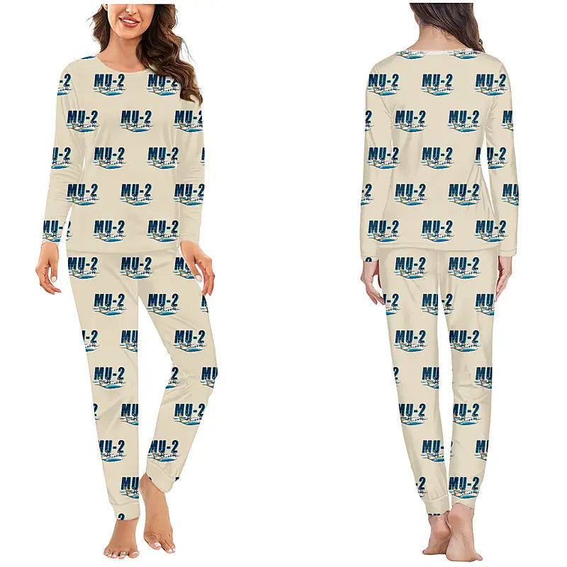 Mitsubishi MU-2B-60 Marquise - Women Pajamas - Cartoon Pattern - Beige