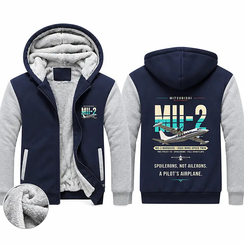 Mitsubishi MU-2B-60 Marquise Zipped Sweatshirts - Original - Navy & Gray