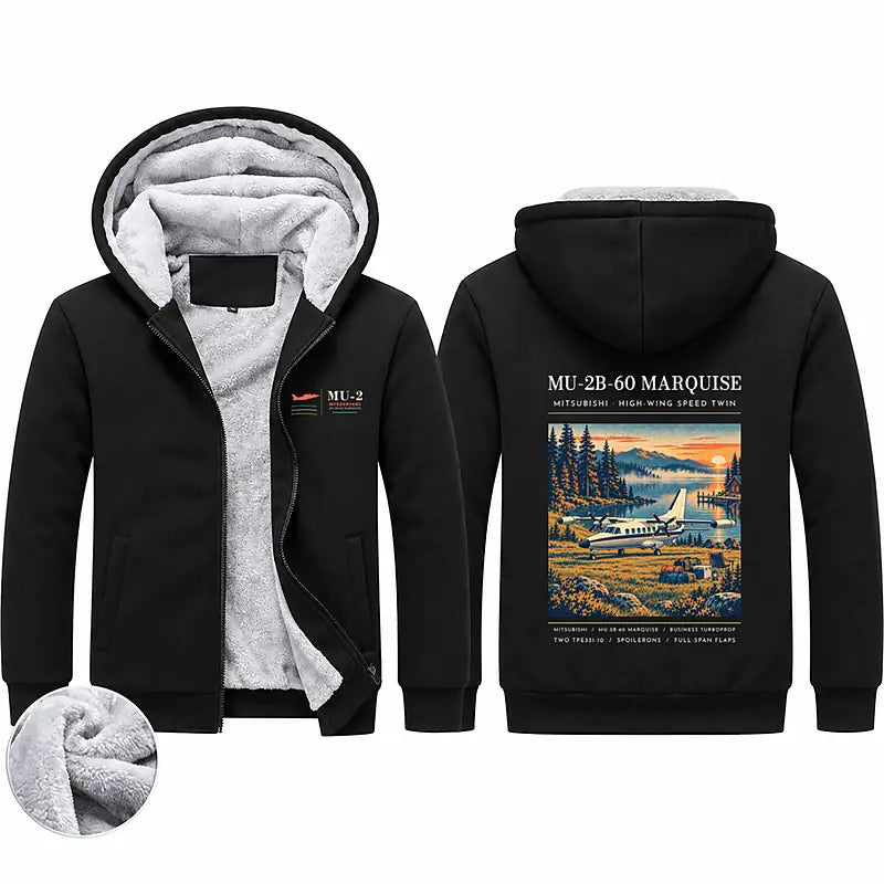 Mitsubishi MU-2B-60 Marquise Zipped Sweatshirts - Poster - Black