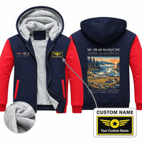 Thumbnail for Mitsubishi MU-2B-60 Marquise Zipped Sweatshirts - Poster + Name - Navy & Red