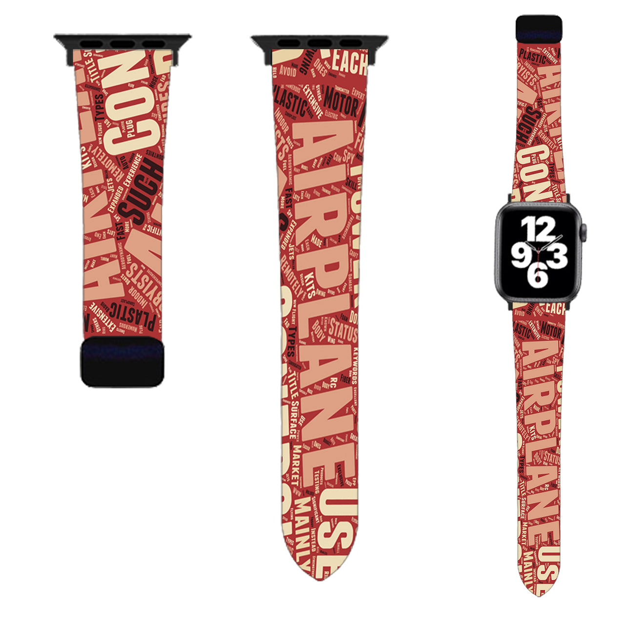 Mixed Aviation Texts Designed Soft Silicone Apple Watch Bands