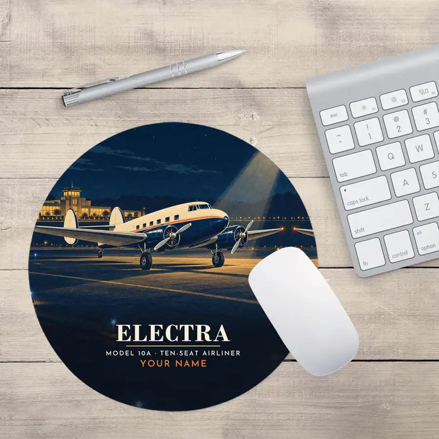 Model 10A Electra - 3D + Name - Round Mouse Pad - Full Print