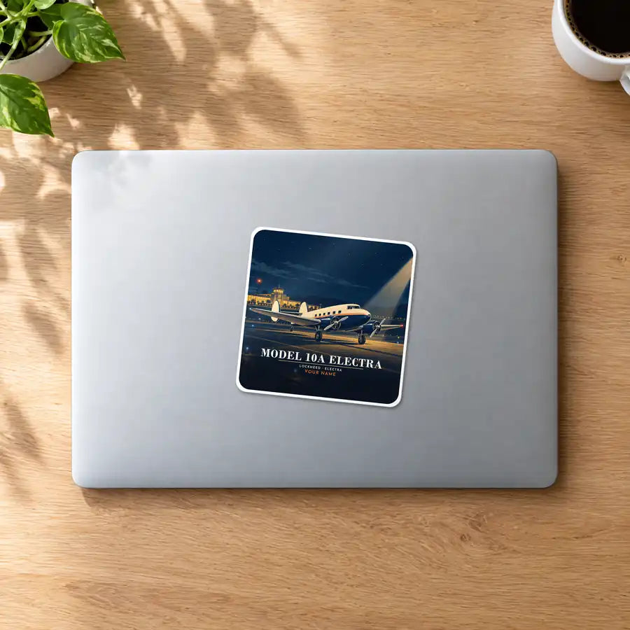 Model 10A Electra - 3D + Name - Square Sticker - MacBook