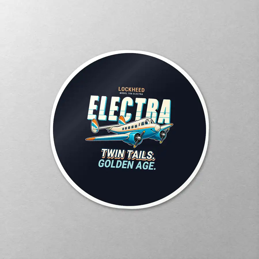 Model 10A Electra - Cartoon - Circle Sticker - Close-up