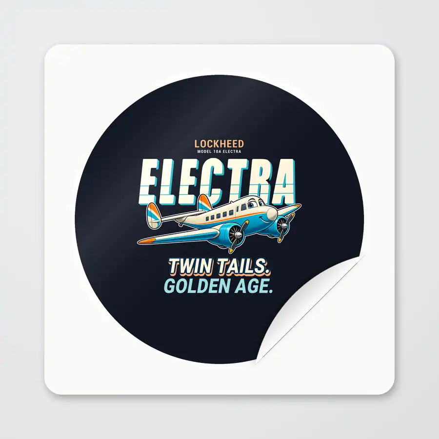 Model 10A Electra - Cartoon - Circle Sticker - Peel