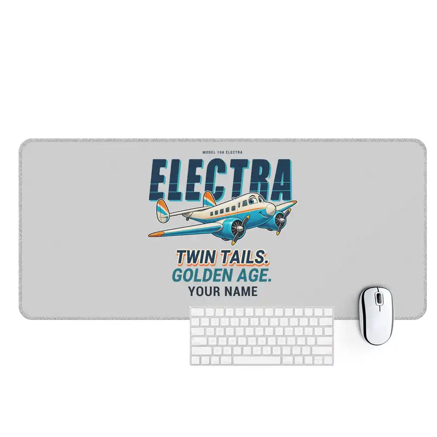 Model 10A Electra - Cartoon + Name - Desk Mat - Light Gray