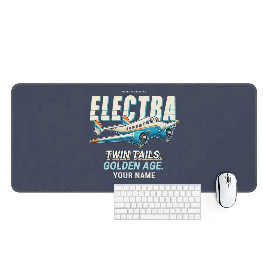 Model 10A Electra - Cartoon + Name - Desk Mat - Navy Blue