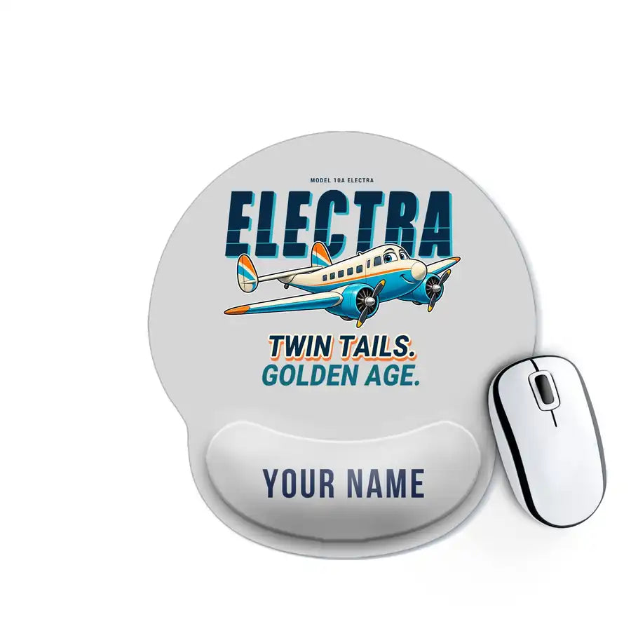 Model 10A Electra - Cartoon + Name - Ergonomic Mouse Pad - Light Gray