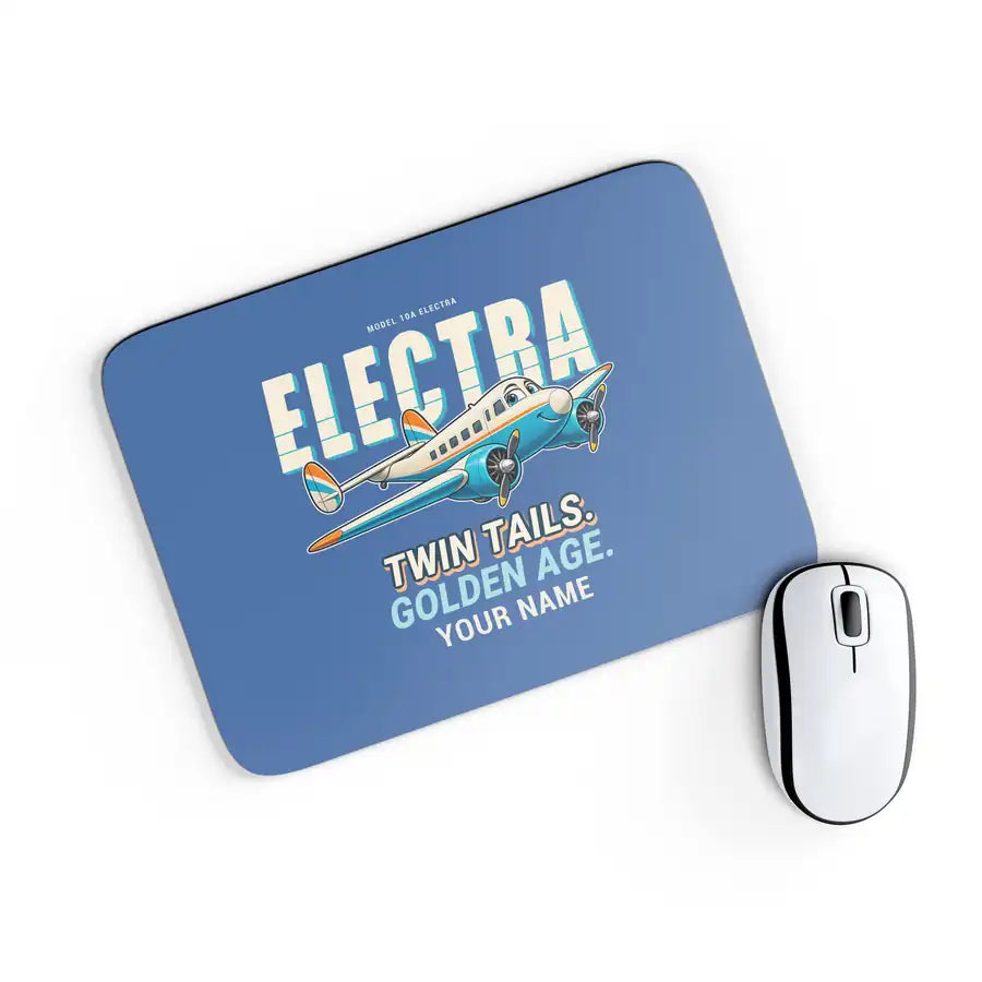 Model 10A Electra - Cartoon + Name - Mouse Pad - Blue