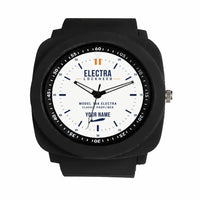 Thumbnail for Model 10A Electra - Classic - White + Name - Rubber Strap - Black