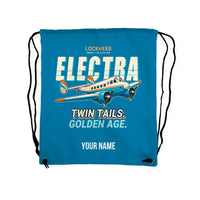 Thumbnail for Model 10A Electra - Drawstring Bag - Cartoon + Name - Light Blue