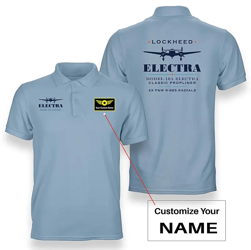Model 10A Electra - Heritage - Double-Side Polo - Light Blue + Name