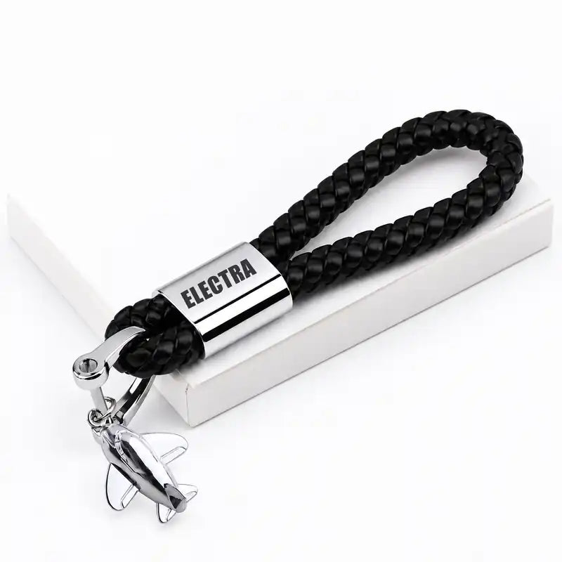 Model 10A Electra - Leather Key Chain - Braided Leather - Tag - Black