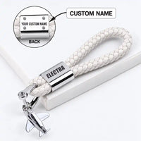 Thumbnail for Model 10A Electra - Leather Key Chain - Braided Leather - Tag - White + Name