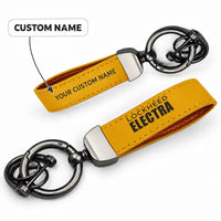 Thumbnail for Model 10A Electra - Leather Key Chain - Horseshoe Buckle - Tag - Yellow + Name