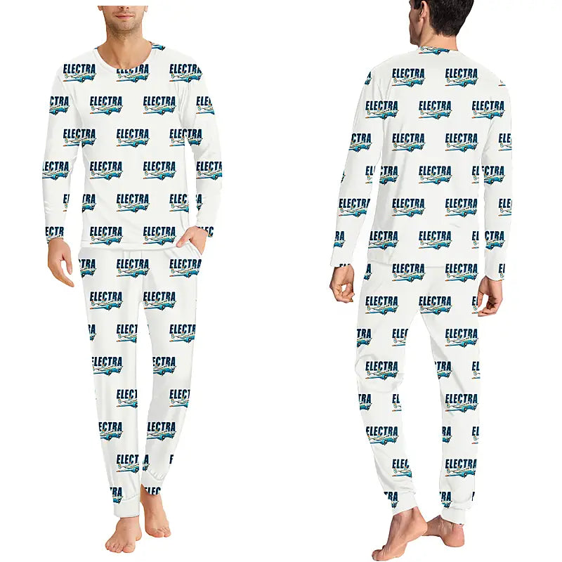 Model 10A Electra - Men Pajamas - Cartoon Pattern - White