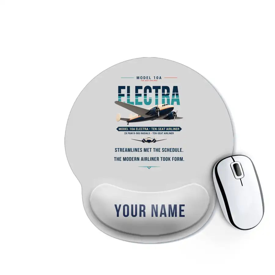 Model 10A Electra - Original + Name - Ergonomic Mouse Pad - Light Gray