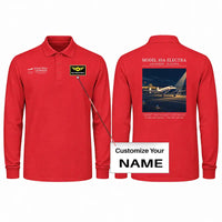 Thumbnail for Model 10A Electra Premium Polo T-Shirts - Poster + Name - Long Sleeve - Red