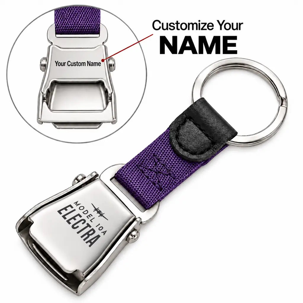 Model 10A Electra - Seat Belt Key Chain - Heritage + Name - Purple
