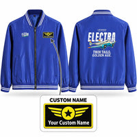 Thumbnail for Model 10A Electra Stylish Jackets - Baseball Collar - Cartoon + Name - Royal Blue