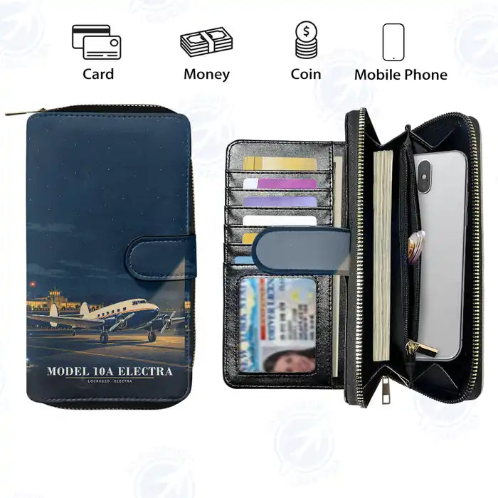Model 10A Electra Leather Wallets - Zip Long Wallet - 3D