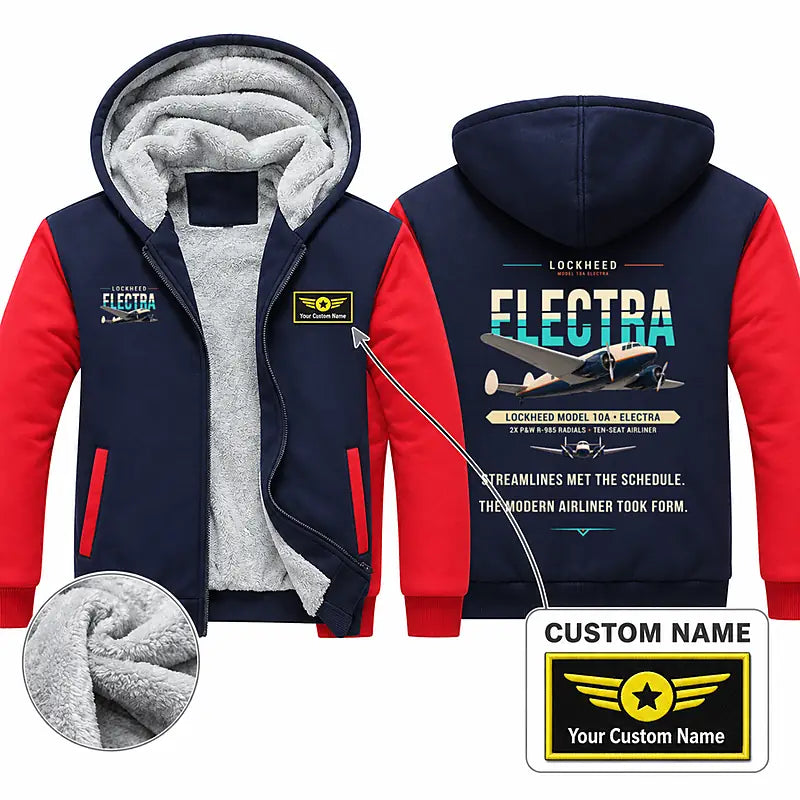 Model 10A Electra Zipped Sweatshirts - Original + Name - Navy & Red