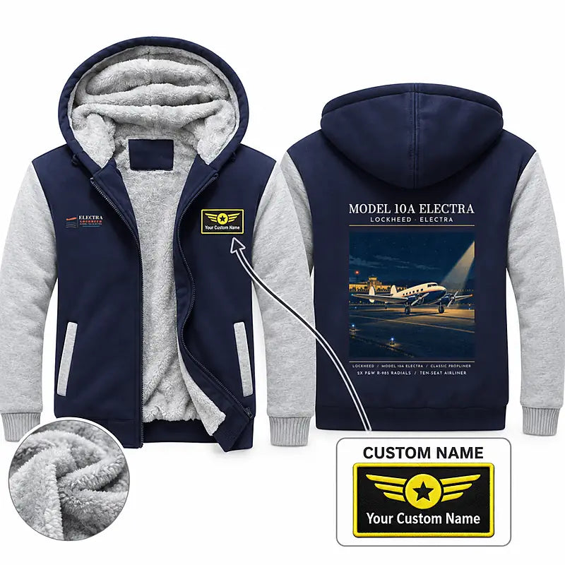Model 10A Electra Zipped Sweatshirts - Poster + Name - Navy & Gray