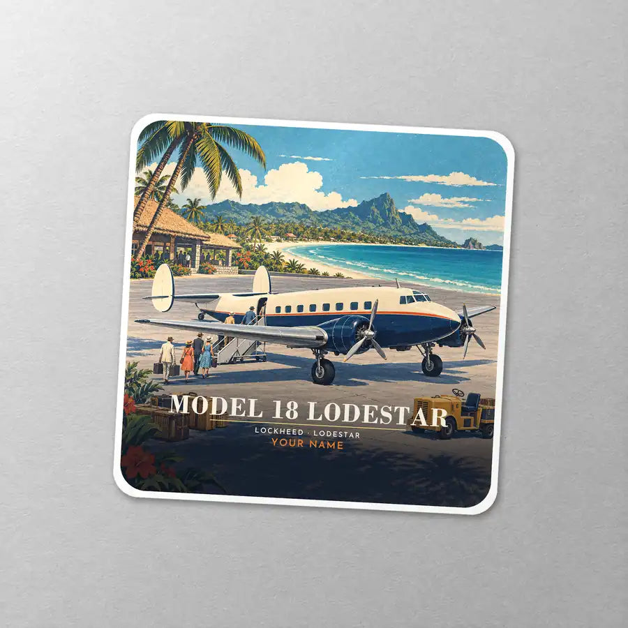 Model 18 Lodestar - 3D + Name - Square Sticker - Close-up
