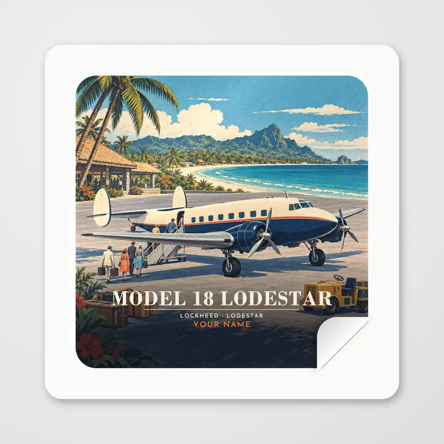 Model 18 Lodestar - 3D + Name - Square Sticker - Peel