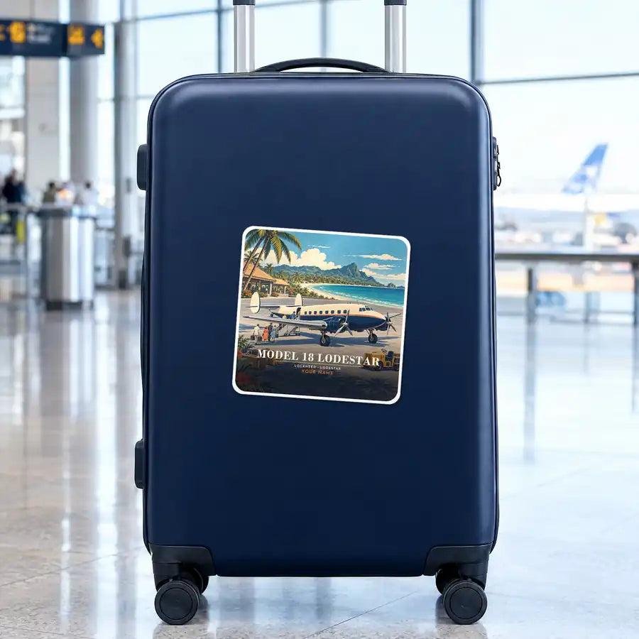 Model 18 Lodestar - 3D + Name - Square Sticker - Suitcase