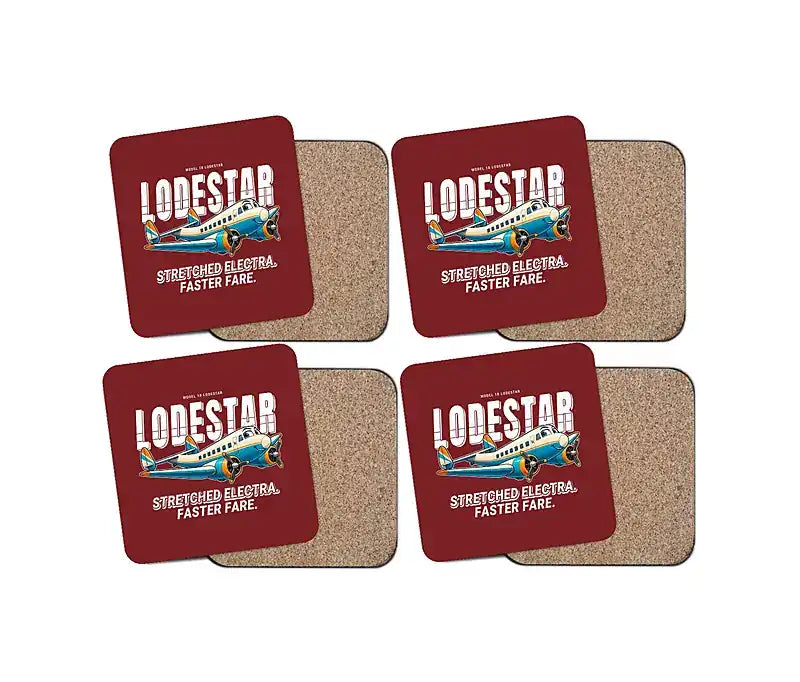 Model 18 Lodestar - Cartoon - Coaster Set - Dark Red