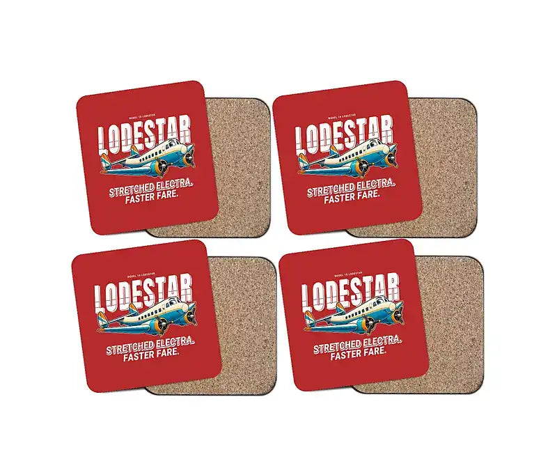 Model 18 Lodestar - Cartoon - Coaster Set - Red