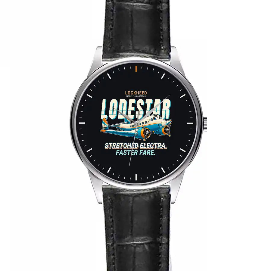 Model 18 Lodestar - Cartoon - Leather Strap - Striped Black Leather Strap