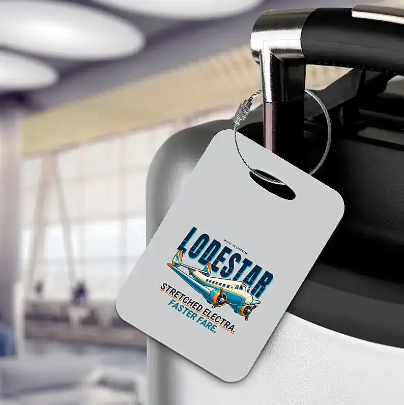 Model 18 Lodestar - Cartoon - Luggage Tag - Light Gray
