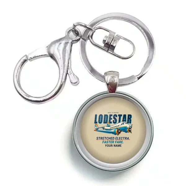 Model 18 Lodestar - Cartoon + Name - Circle Key Chain - Beige