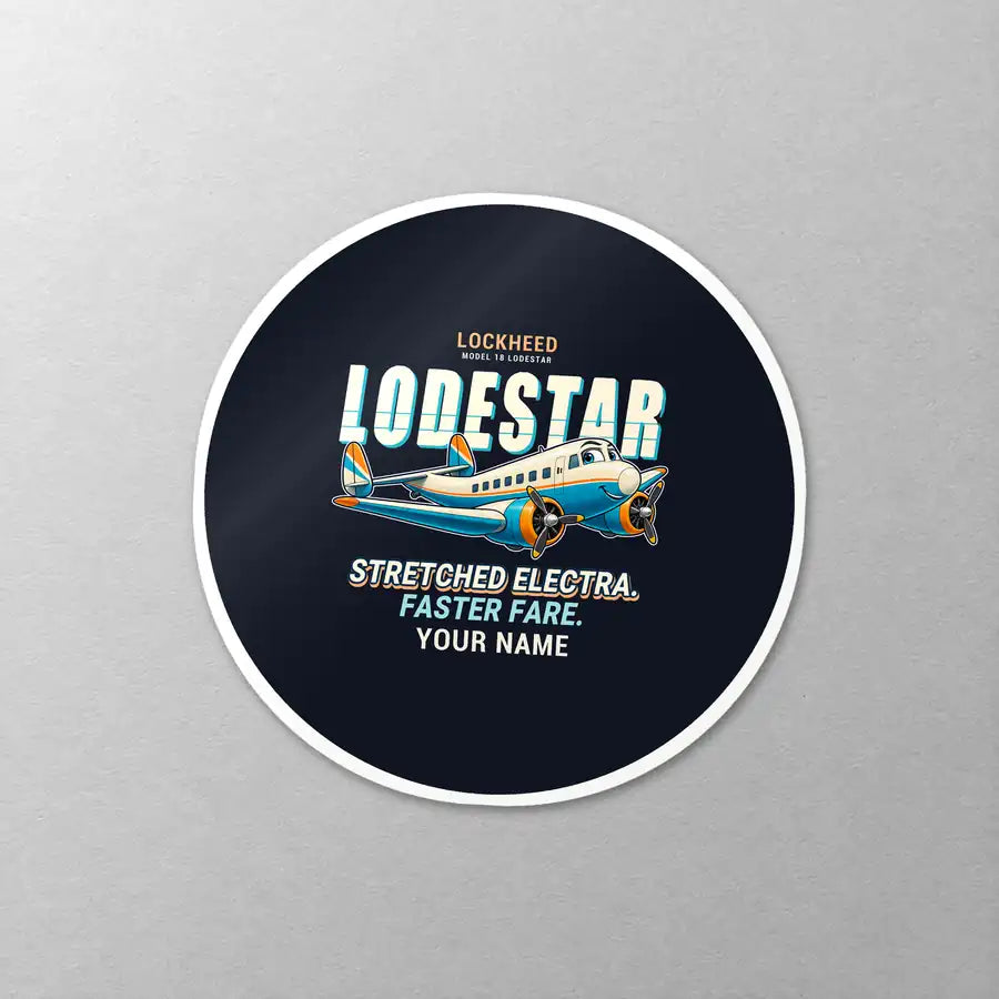 Model 18 Lodestar - Cartoon + Name - Circle Sticker - Close-up