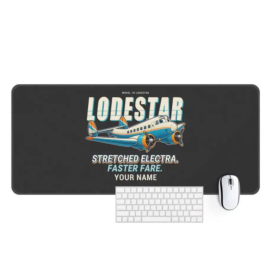Model 18 Lodestar - Cartoon + Name - Desk Mat - Black