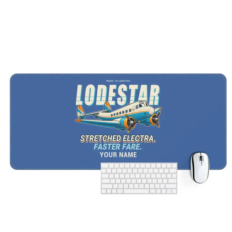 Model 18 Lodestar - Cartoon + Name - Desk Mat - Blue
