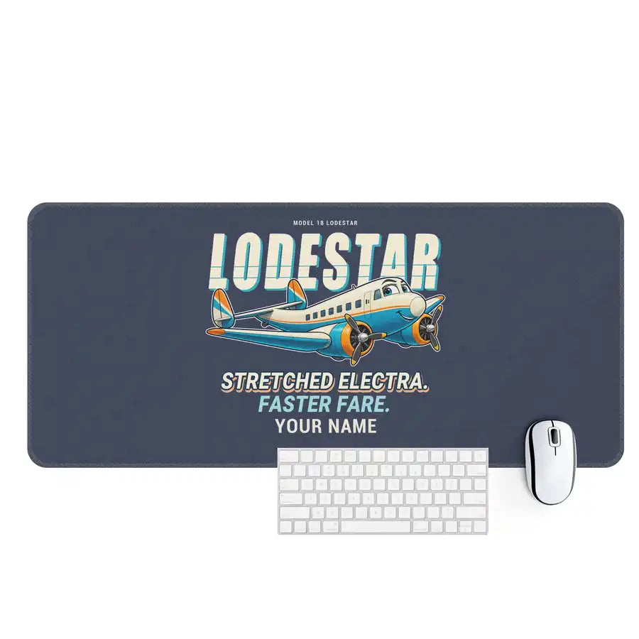 Model 18 Lodestar - Cartoon + Name - Desk Mat - Navy Blue
