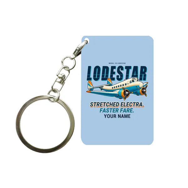Model 18 Lodestar - Cartoon + Name - Key Chain - Light Blue