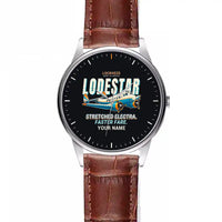 Thumbnail for Model 18 Lodestar - Cartoon + Name - Leather Strap - Striped Brown Leather Strap