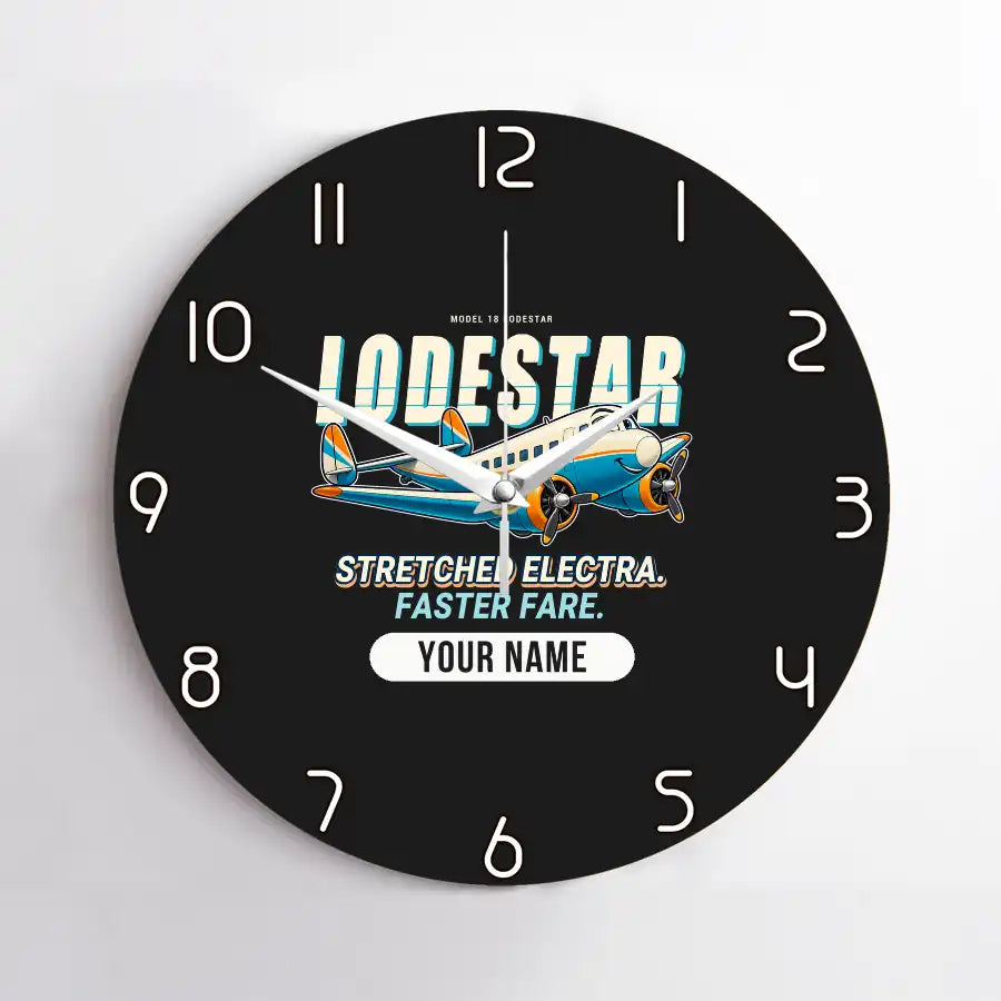 Model 18 Lodestar - Cartoon + Name - No Frame - Black