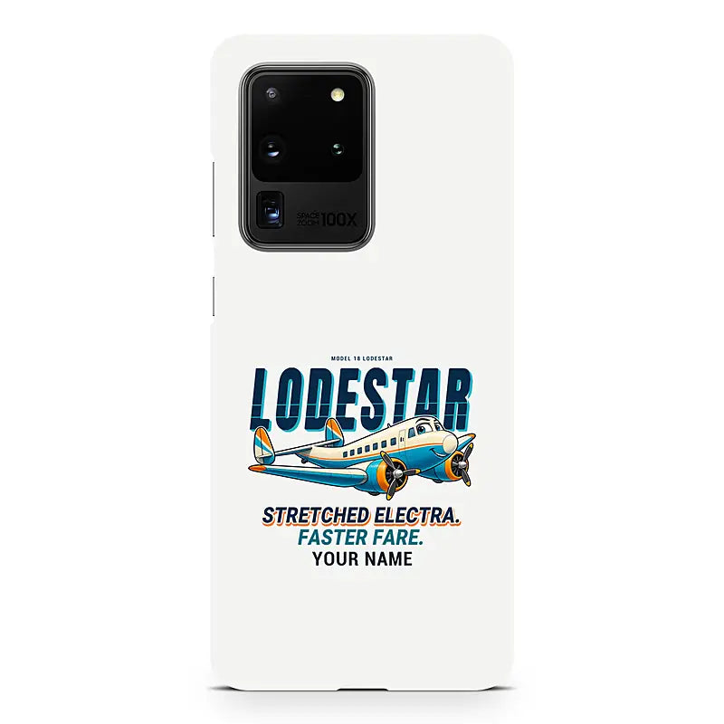 Model 18 Lodestar - Cartoon + Name - Samsung Case - White