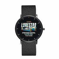 Thumbnail for Model 18 Lodestar - Cartoon + Name - Slim Mesh - Black and Stainless Steel Strap