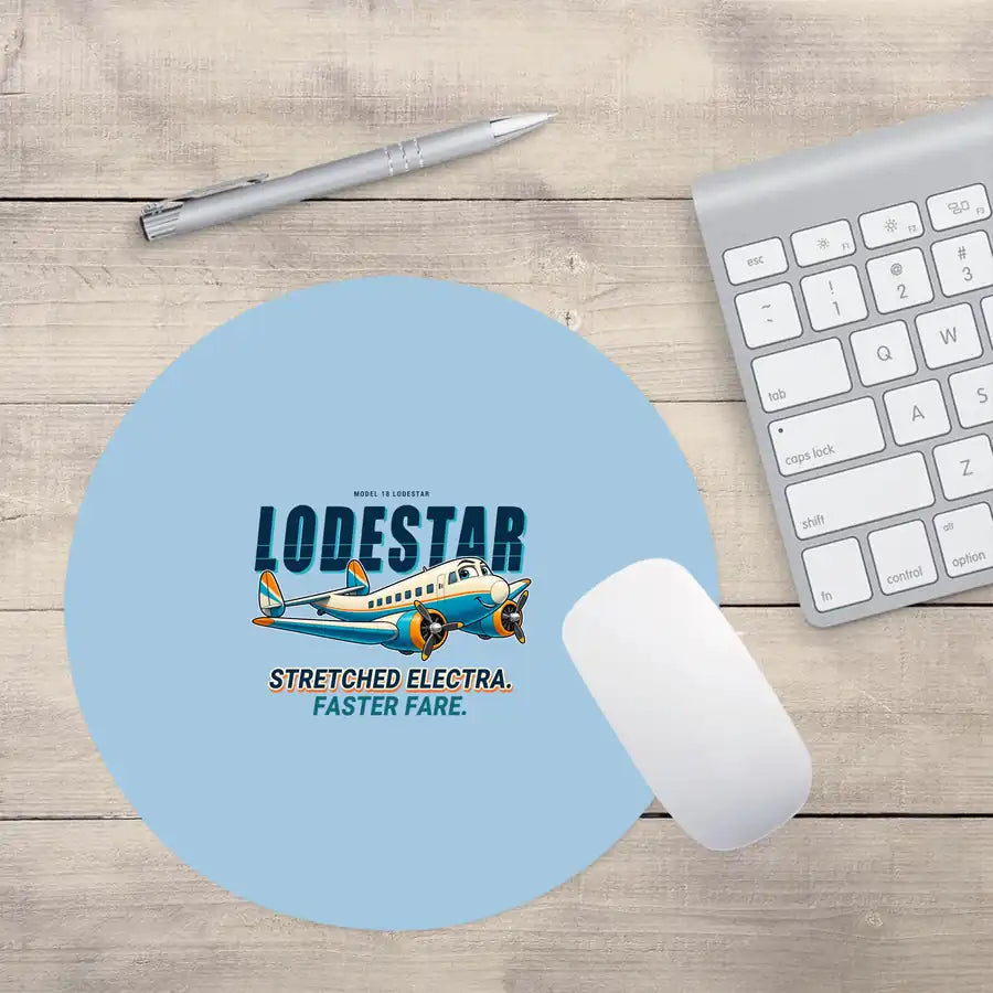 Model 18 Lodestar - Cartoon - Round Mouse Pad - Light Blue