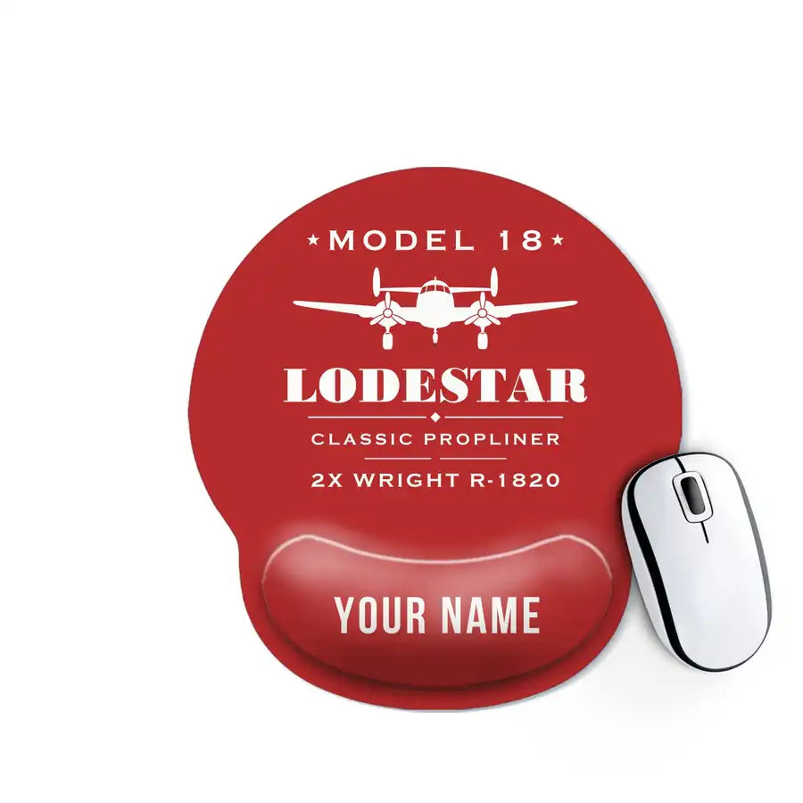 Model 18 Lodestar - Heritage + Name - Ergonomic Mouse Pad - Red