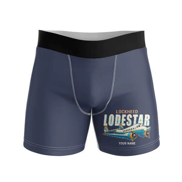 Model 18 Lodestar - Men Boxers - Cartoon + Name - Navy Blue